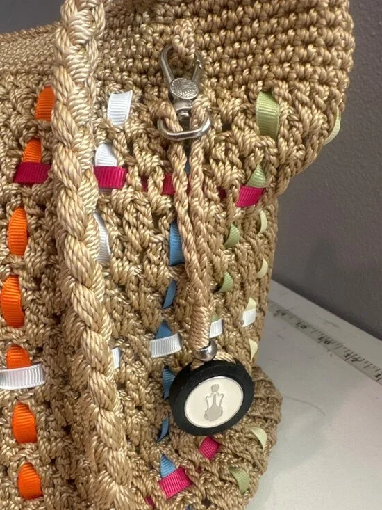 The Sak Purse Beige Multicolor Ribbons Riviera Shoulder Bag Beachy Boho Summer - Picture 2 of 16